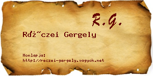 Réczei Gergely névjegykártya